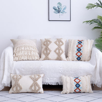 Solace – Tufted Throw Pillow met Marokkaanse Franje