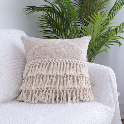 Solace – Tufted Throw Pillow met Marokkaanse Franje