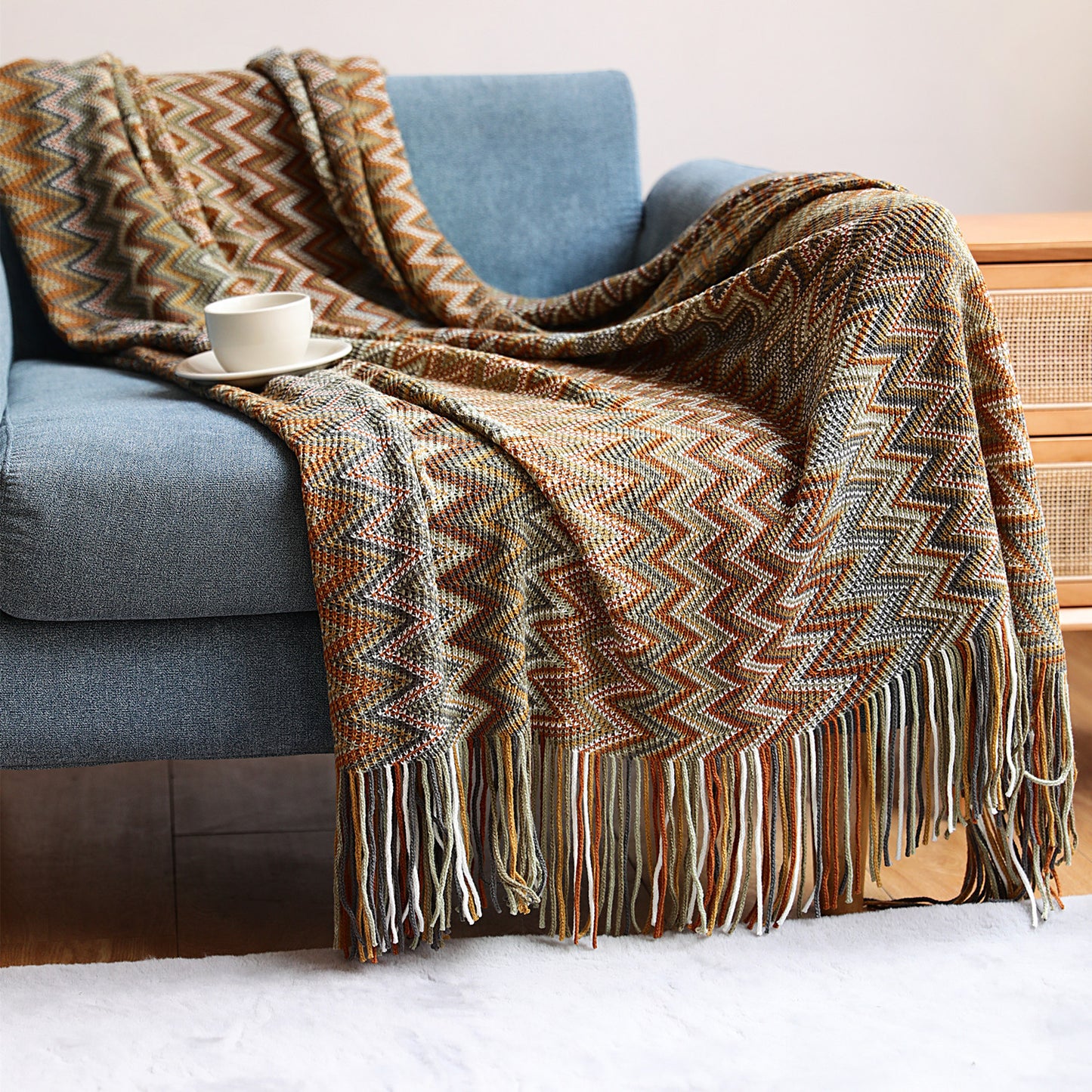 Celeste – Gebreide Sofa Dekentje voor Kantoor en Airconditioning