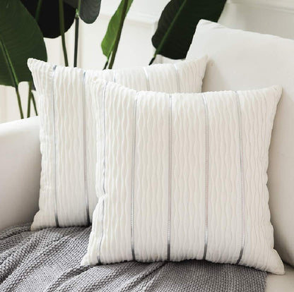 Elysia – Luxe Gestreepte Fluwelen Kussenhoes voor Sofa