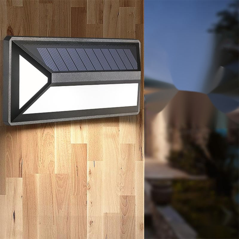 Zonne-energie LED Wandlamp – 33 LED Buitenlamp, IP65 Waterdicht, Moderne Zwarte Behuizing