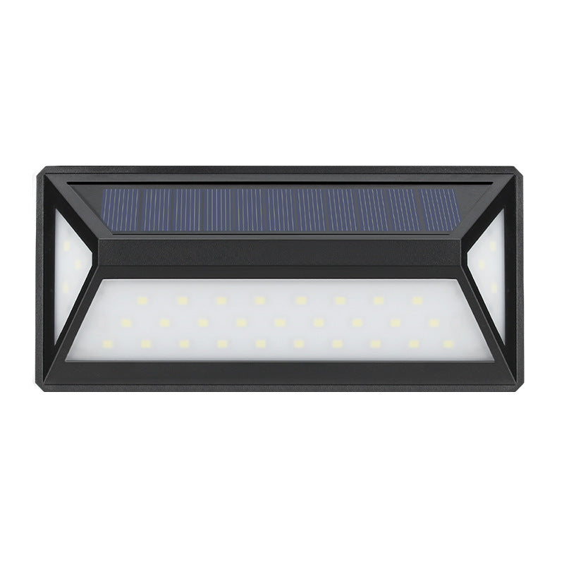 Zonne-energie LED Wandlamp – 33 LED Buitenlamp, IP65 Waterdicht, Moderne Zwarte Behuizing