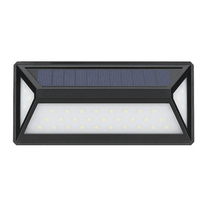 Zonne-energie LED Wandlamp – 33 LED Buitenlamp, IP65 Waterdicht, Moderne Zwarte Behuizing