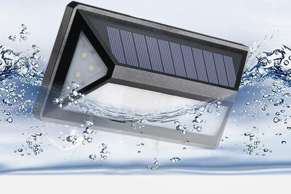 Zonne-energie LED Wandlamp – 33 LED Buitenlamp, IP65 Waterdicht, Moderne Zwarte Behuizing