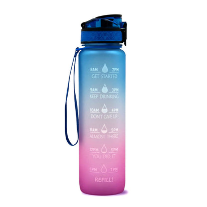 1L Motiverende Drinkfles met Tijdmarkeringen – Lekvrije BPA-vrije Tritan Sportfles – Kleurovergang Design