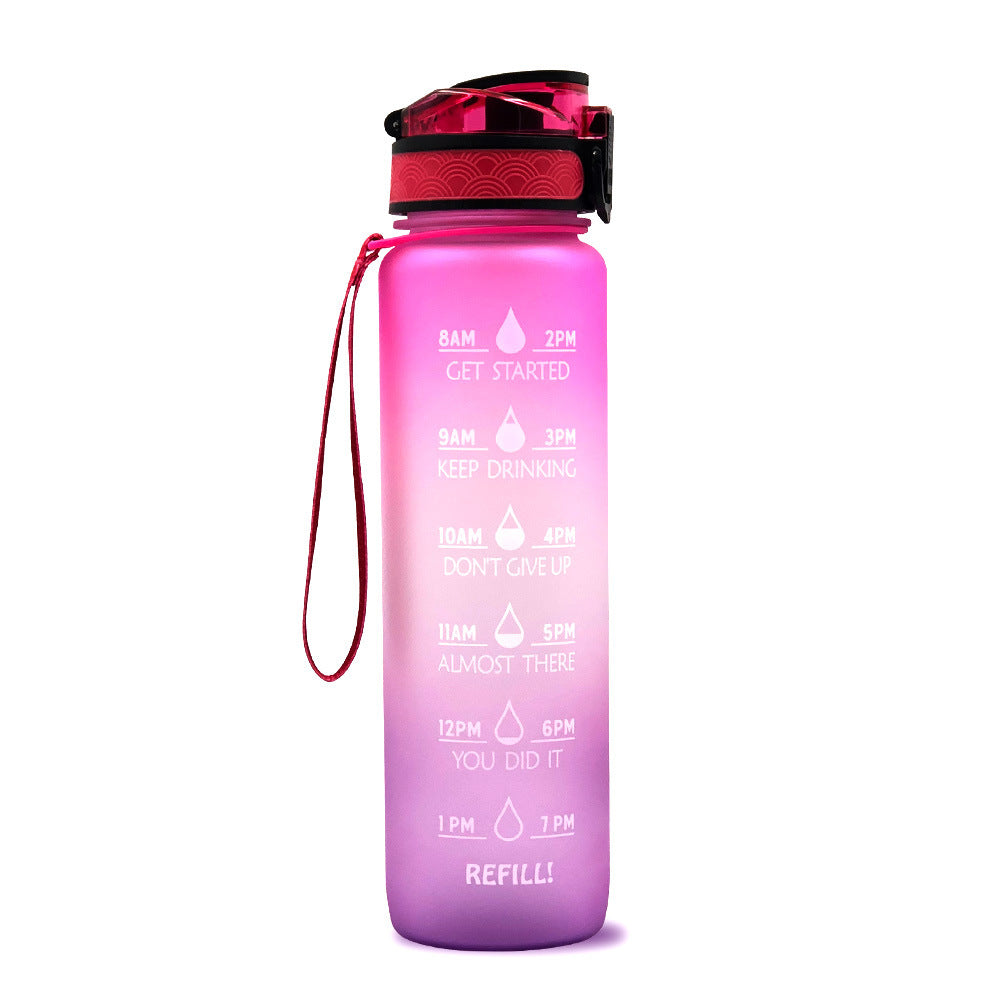 1L Motiverende Drinkfles met Tijdmarkeringen – Lekvrije BPA-vrije Tritan Sportfles – Kleurovergang Design