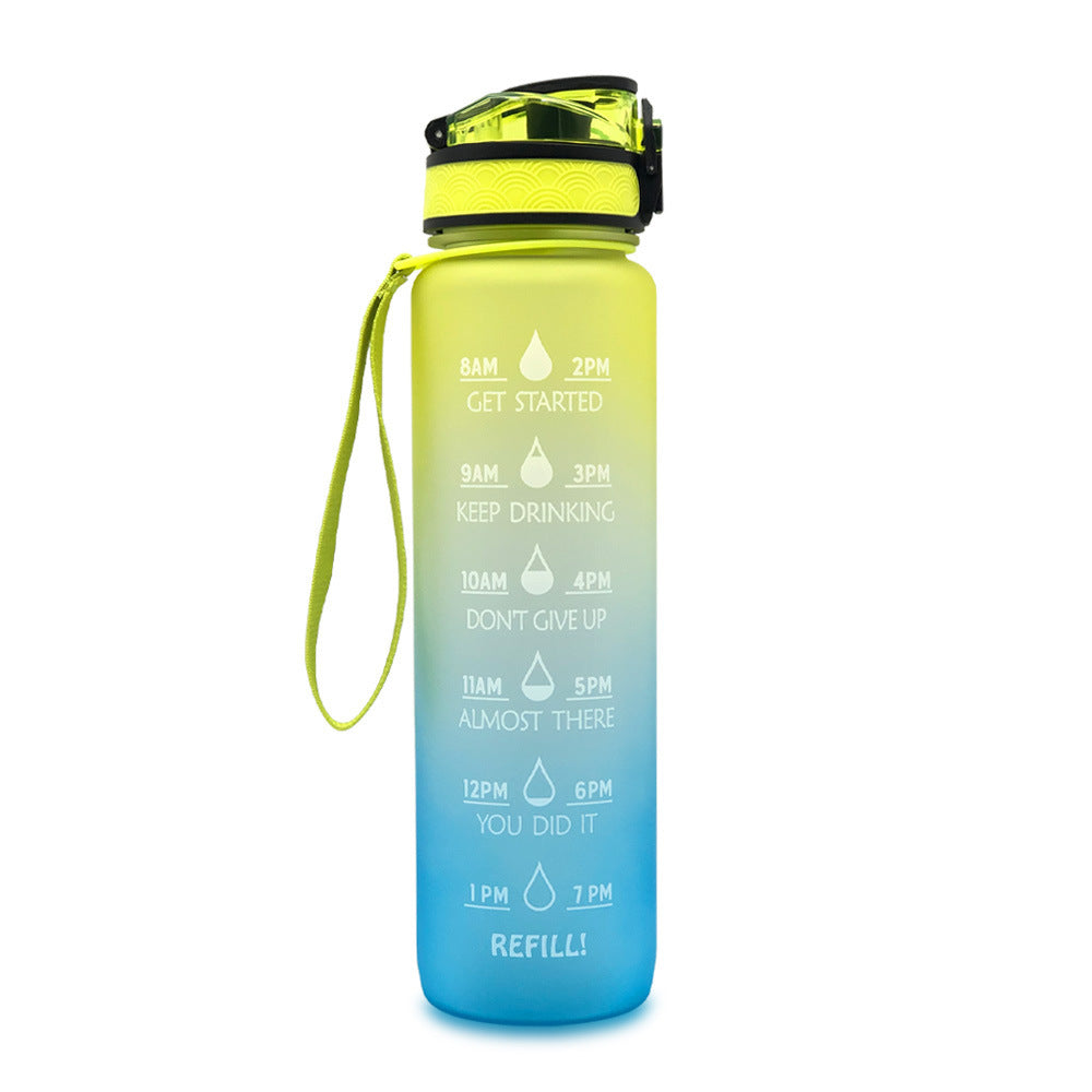1L Motiverende Drinkfles met Tijdmarkeringen – Lekvrije BPA-vrije Tritan Sportfles – Kleurovergang Design