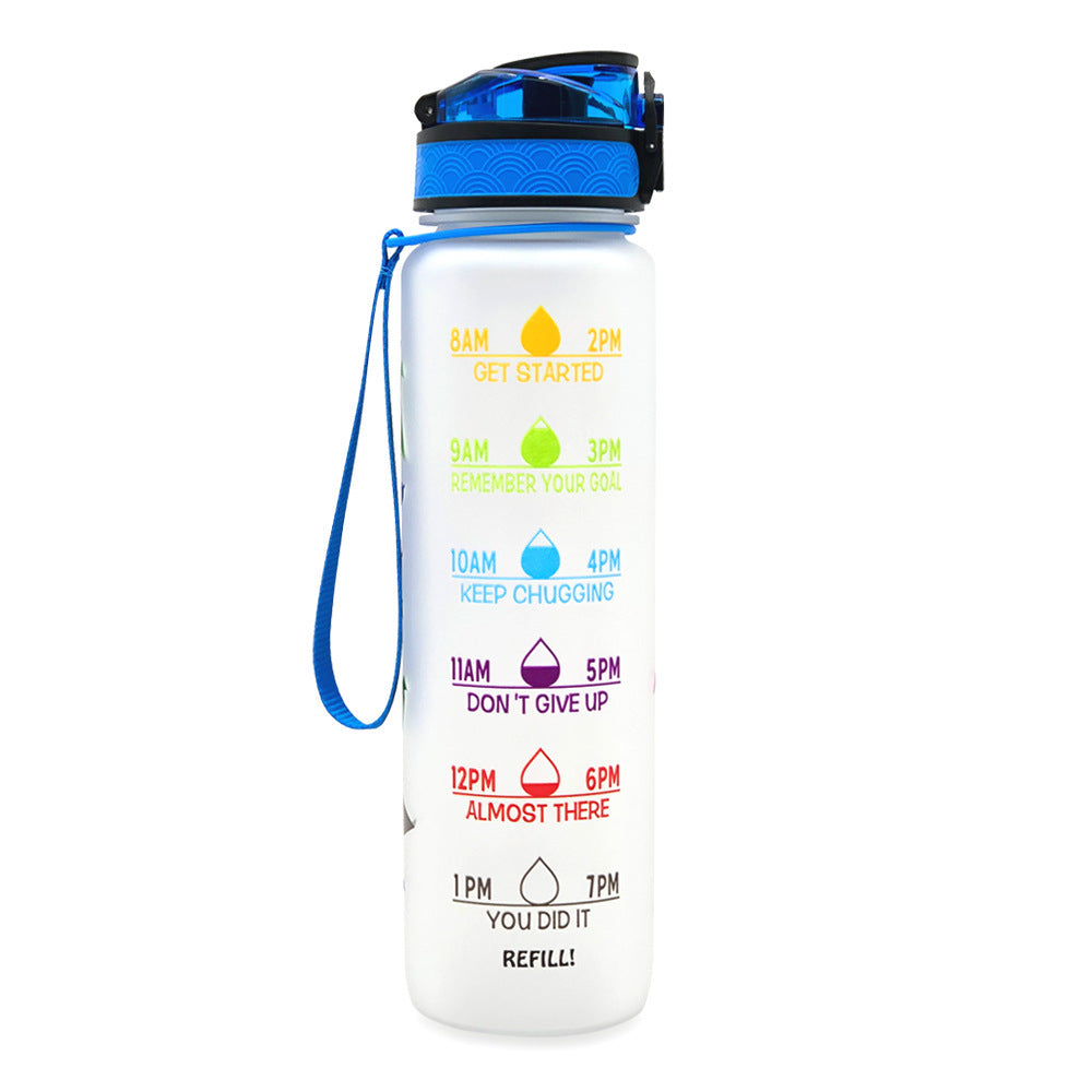 1L Motiverende Drinkfles met Tijdmarkeringen – Lekvrije BPA-vrije Tritan Sportfles – Kleurovergang Design