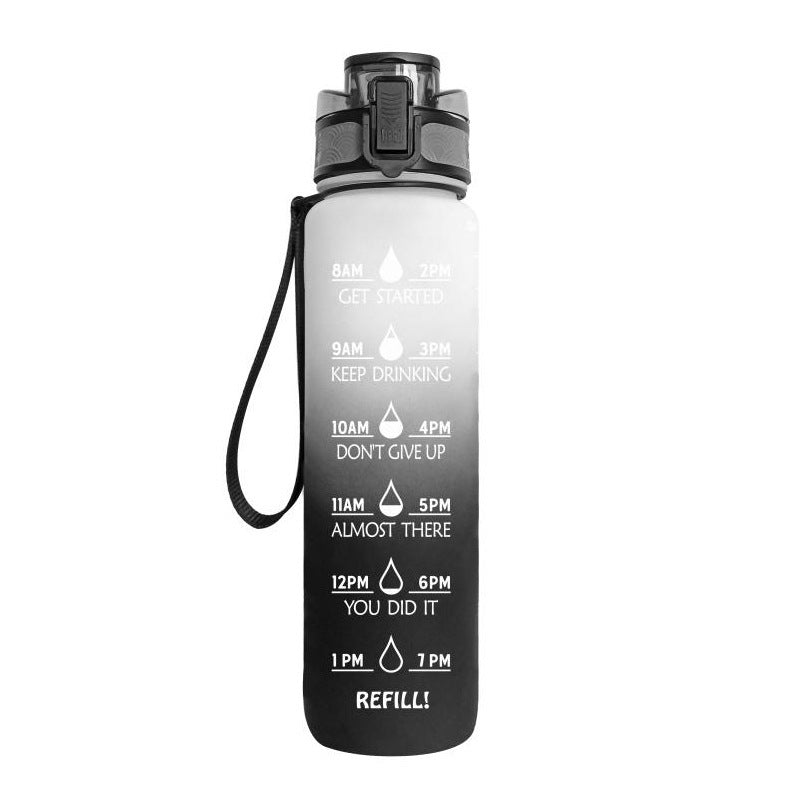 1L Motiverende Drinkfles met Tijdmarkeringen – Lekvrije BPA-vrije Tritan Sportfles – Kleurovergang Design