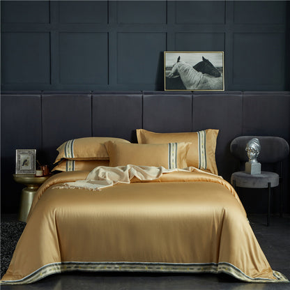 Dahlia – Luxe Washed Silk Satin Gestreepte Laken Set