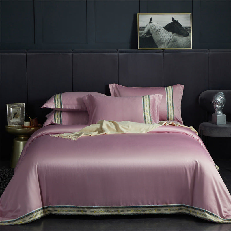 Dahlia – Luxe Washed Silk Satin Gestreepte Laken Set