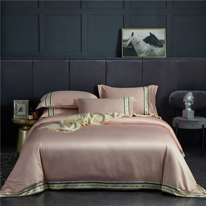 Dahlia – Luxe Washed Silk Satin Gestreepte Laken Set