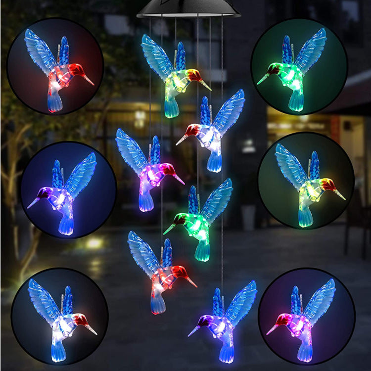 Zonne Windgonglamp – LED Tuinverlichting met Kleurverloop, Hummingbird / Vlinder / Libelle, Waterdicht Decor
