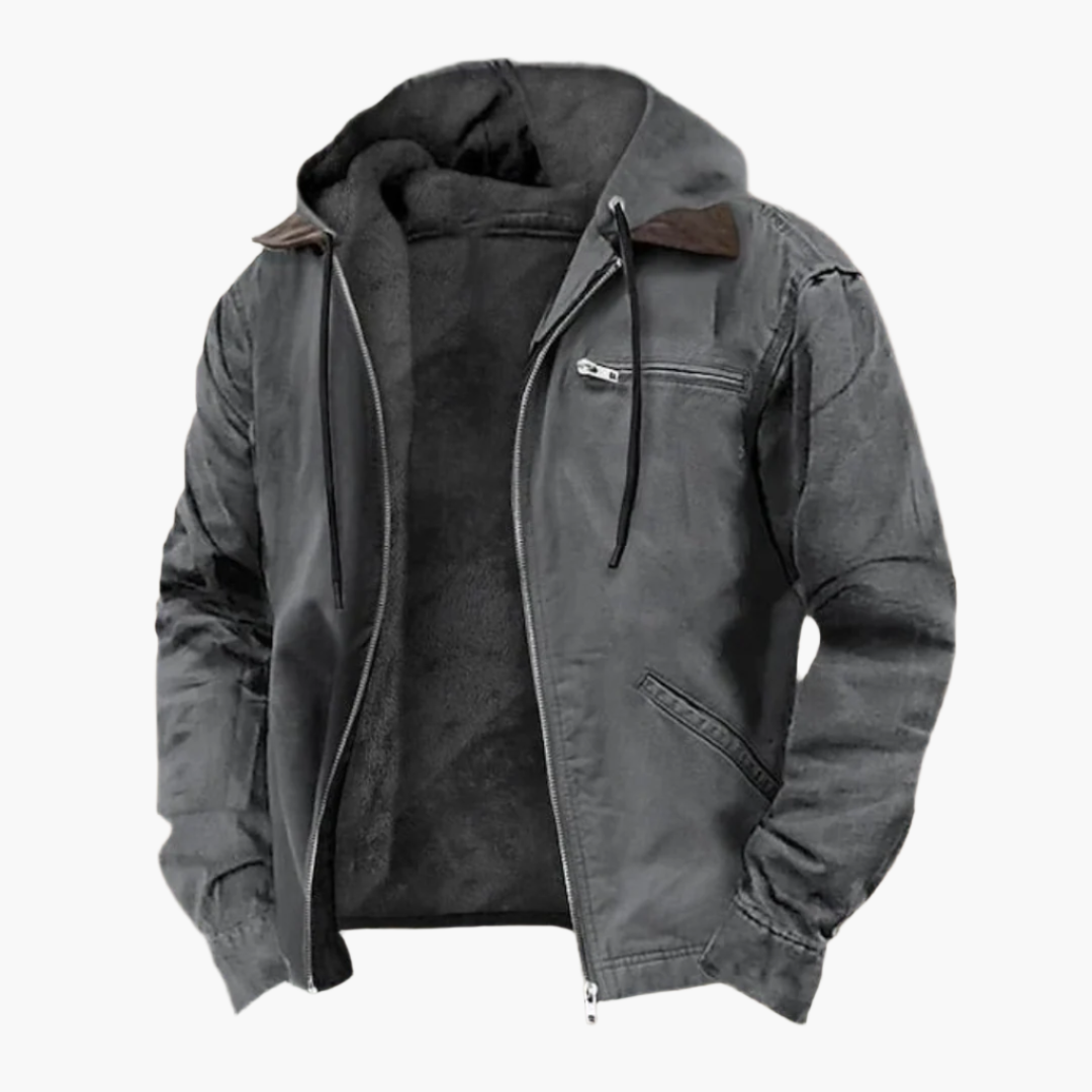 Men's Casual Hooded Zip-Up Jacket with Pockets – Stylish Everyday Outerwear