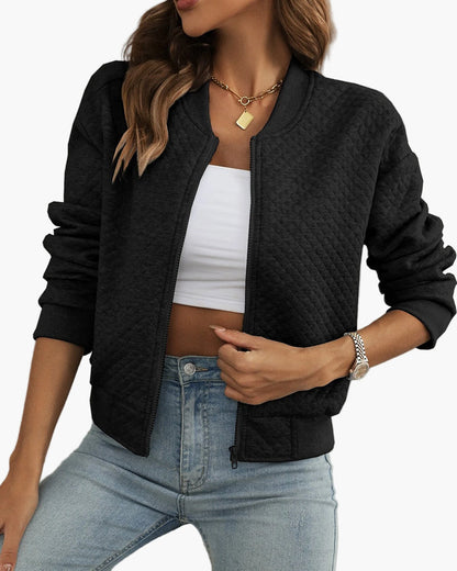Women's Quilted Bomber Jacket Casual Street Style