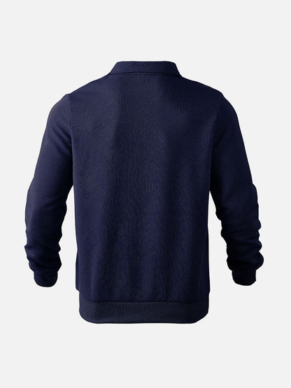 Men's Smart-Casual Half-Zip Patterned Pullover Sweatshirt