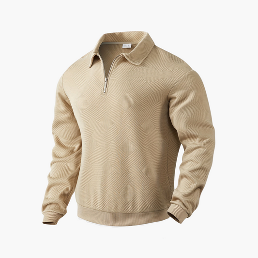 Men's Quarter-Zip Vintage Geometric Sweater – Relaxed Fit, Everyday Style