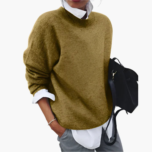 Women's Relaxed Fit Crew Neck Sweater – Casual Elegant Pullover Top