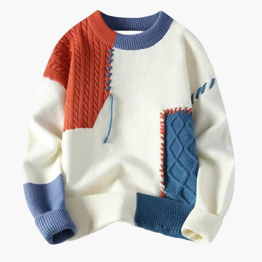 Men's Patchwork Knit Sweater Casual Modern Street Style Pullover