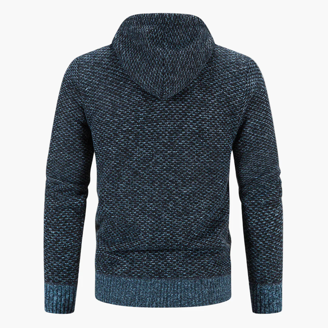 Men's Knitted Hooded Zip-Up Cardigan for Casual and Outdoor Warmth
