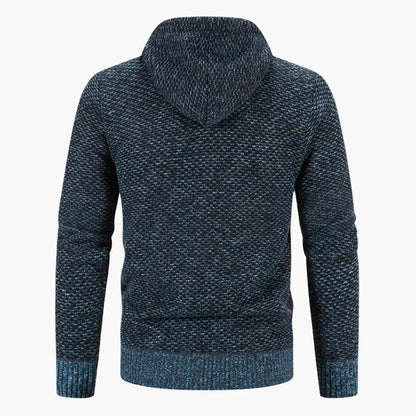 Men's Knitted Hooded Zip-Up Cardigan for Casual and Outdoor Warmth