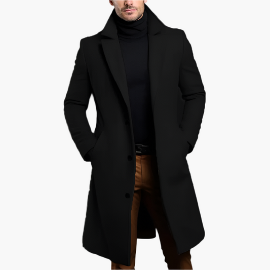 Men's Classic Long Overcoat – Elegant Winter Business and Casual Style