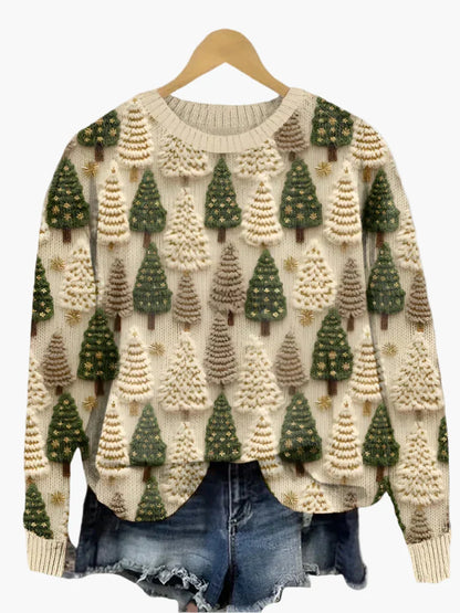 Women's Festive Christmas Tree Knit Sweater for Holiday Comfort and Style