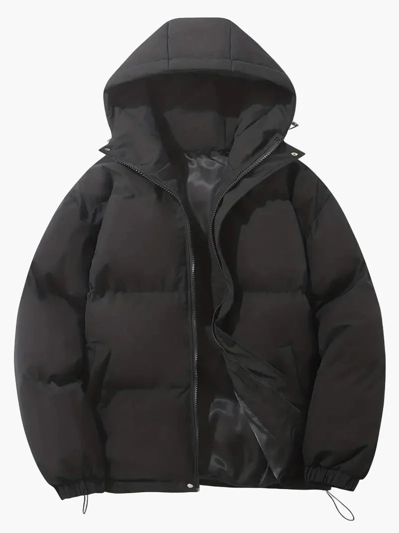 Men's Classic Winter Puffer Jacket with Hood for Cold Weather and Everyday Style