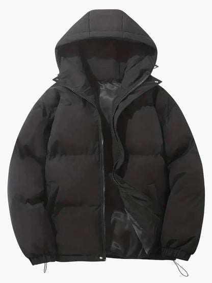Men's Classic Winter Puffer Jacket with Hood for Cold Weather and Everyday Style