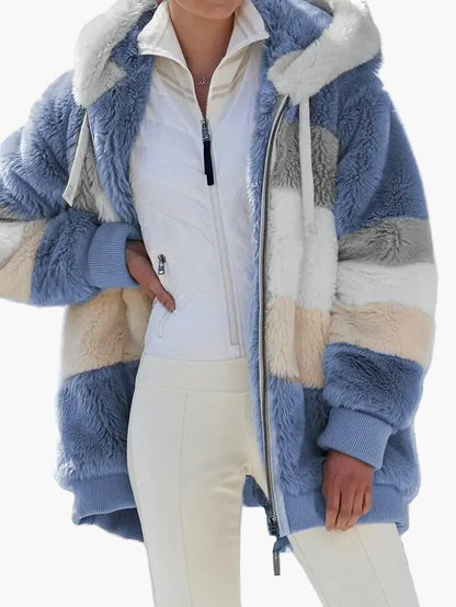 Women's Winter Hooded Zip-Up Casual Jacket - Stylish Warm Everyday Outerwear