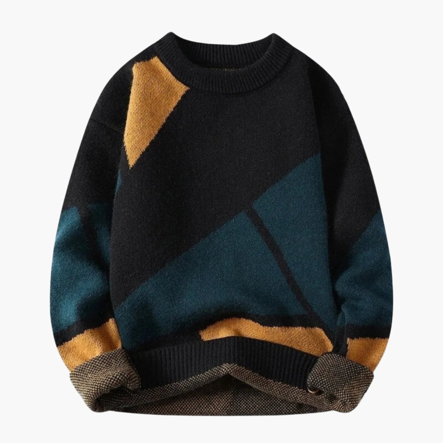 Men's Geometric Casual Crewneck Sweater Pullover - Modern Street Style