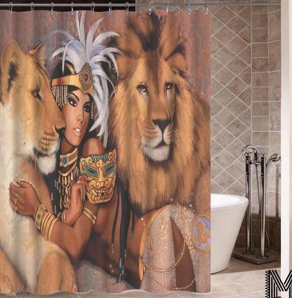 Iris – Douchegordijn met Graffiti Kunst van een Afrikaanse Meisje