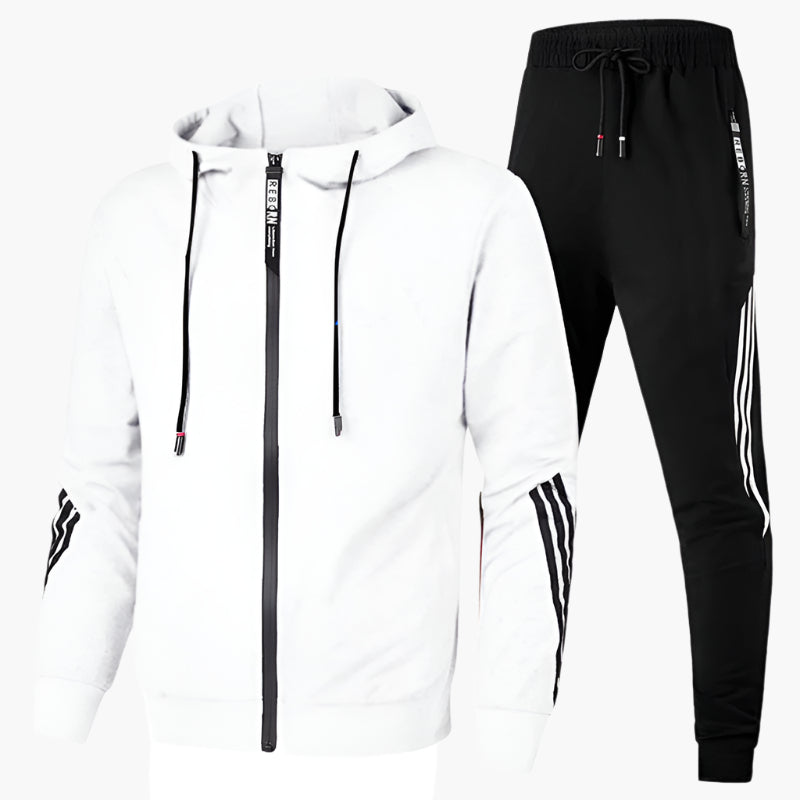 Men's Athletic Hooded Two-Piece Tracksuit Set – Sporty Casual Wear for Everyday and Travel