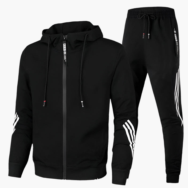 Men's Athletic Hooded Two-Piece Tracksuit Set – Sporty Casual Wear for Everyday and Travel