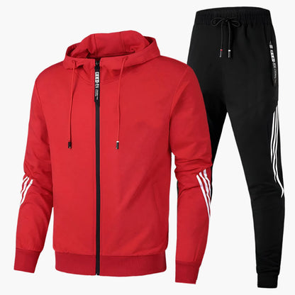 Men's Athletic Hooded Two-Piece Tracksuit Set – Sporty Casual Wear for Everyday and Travel