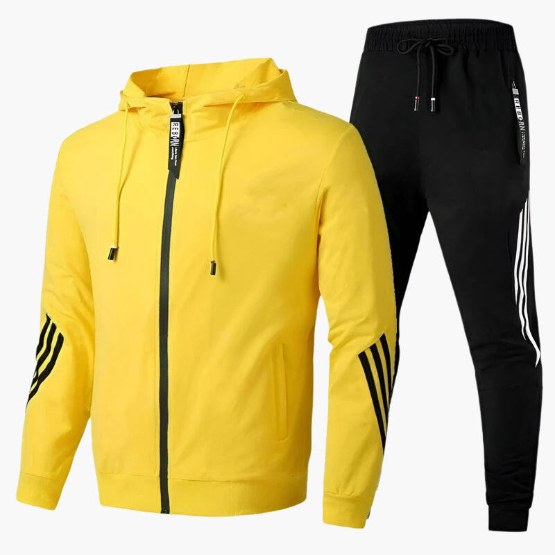Men's Athletic Hooded Two-Piece Tracksuit Set – Sporty Casual Wear for Everyday and Travel