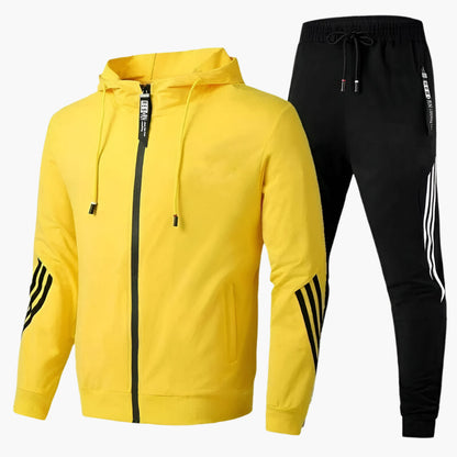 Men's Athletic Hooded Two-Piece Tracksuit Set – Sporty Casual Wear for Everyday and Travel