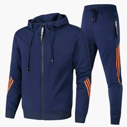 Men's Athletic Hooded Two-Piece Tracksuit Set – Sporty Casual Wear for Everyday and Travel