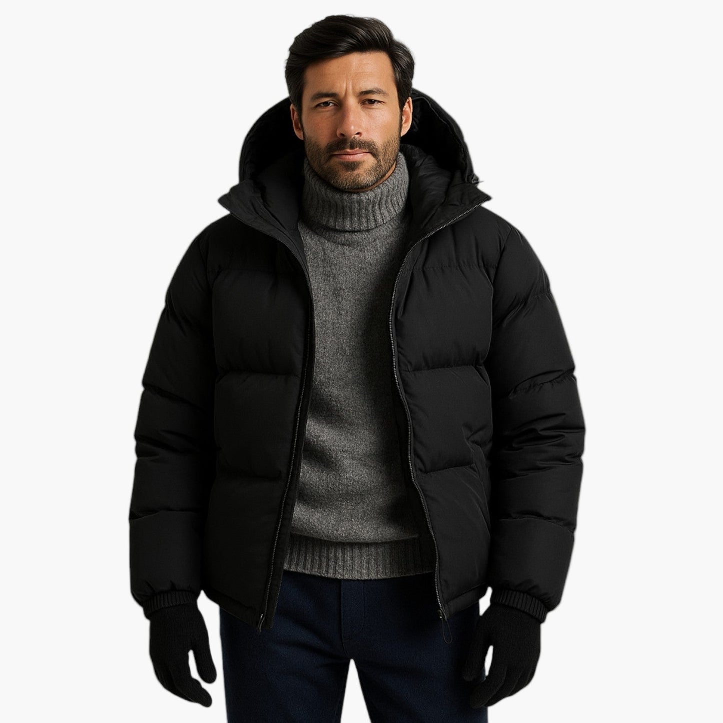 Men's Winter Parka Jacket Windproof Hooded Puffer for Cold Weather