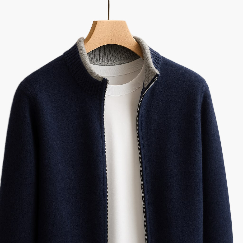 Men's Modern Zip-Up Knit Jacket for Effortless Style and Comfort