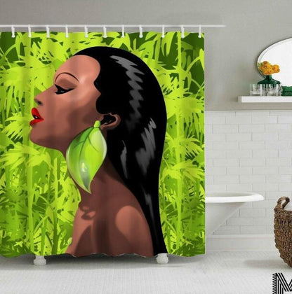 Iris – Douchegordijn met Graffiti Kunst van een Afrikaanse Meisje