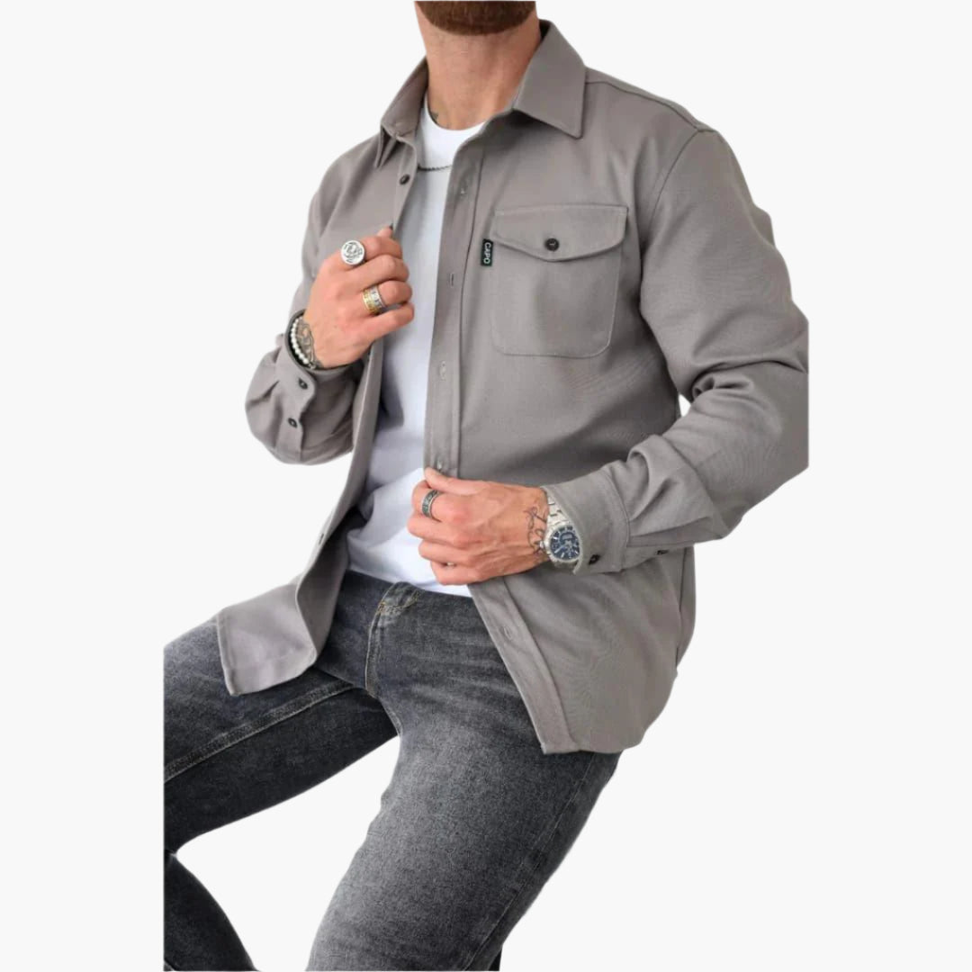 Men's Modern Button-Through Jacket Overshirt – Versatile Casual Smart Style