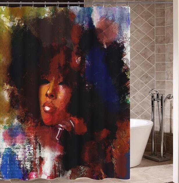 Iris – Douchegordijn met Graffiti Kunst van een Afrikaanse Meisje