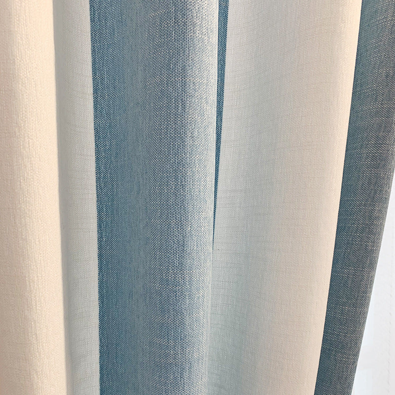 Lysandra – Luxe Kinderen Kamer Wolk Garens Blauw en Witte Gestreepte Chenille Gordijn