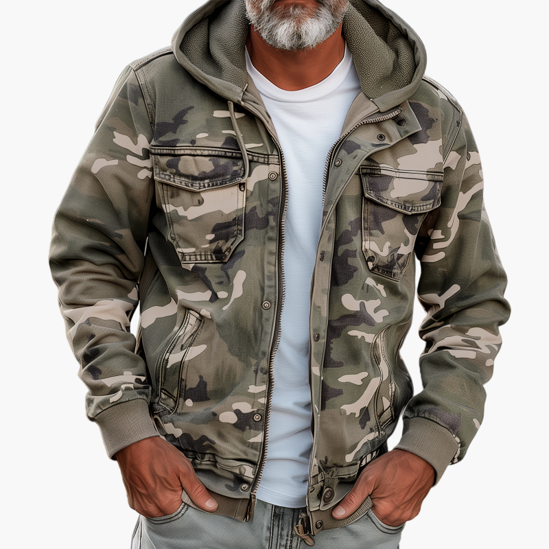 Men's Outdoor Camouflage Hooded Cargo Jacket – Urban Streetwear Style