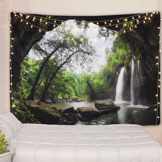 Magdalene – Mooie Grot Waterval Print Wandtapijt van Polyester voor Thuisdecoratie
