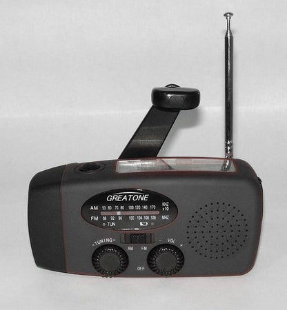 Zonne-oplaadbare Noodradio met Zaklamp – USB, Dynamo, LED Verlichting – Rood