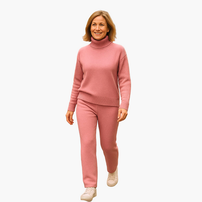 Women's Relaxed Fit Turtleneck Knit Loungewear Set – Cozy Everyday Style