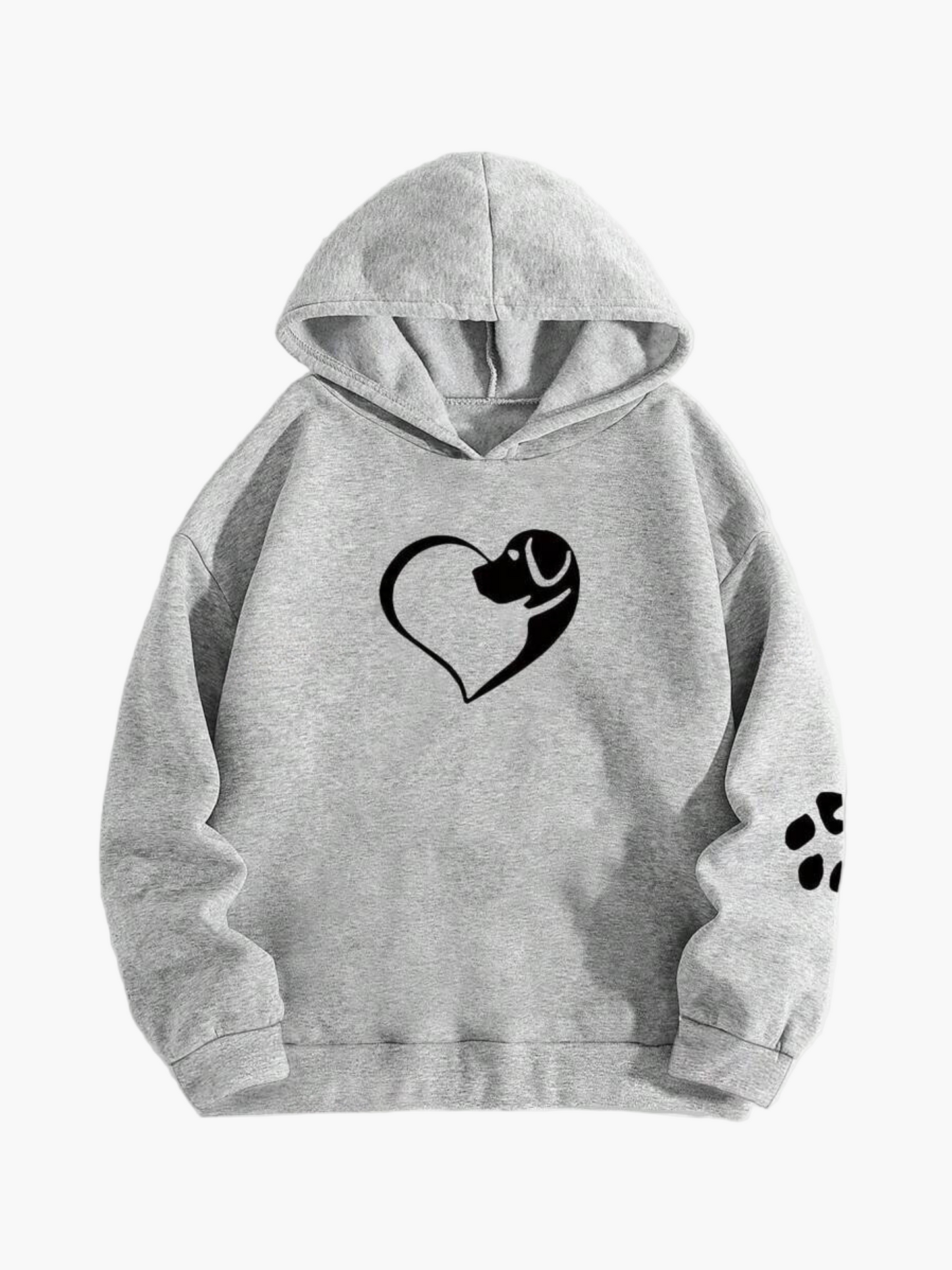Women's Dog Lover Casual Hoodie with Heart and Paw Print – Charity Support