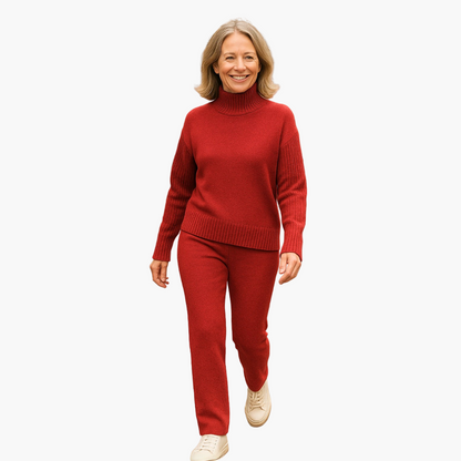 Women's Relaxed Fit Turtleneck Knit Loungewear Set – Cozy Everyday Style